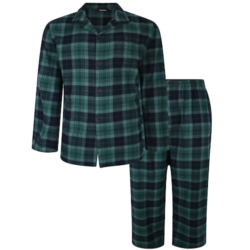 Espionage Heavy Brushed Cotton Pyjama Set Green/Navy